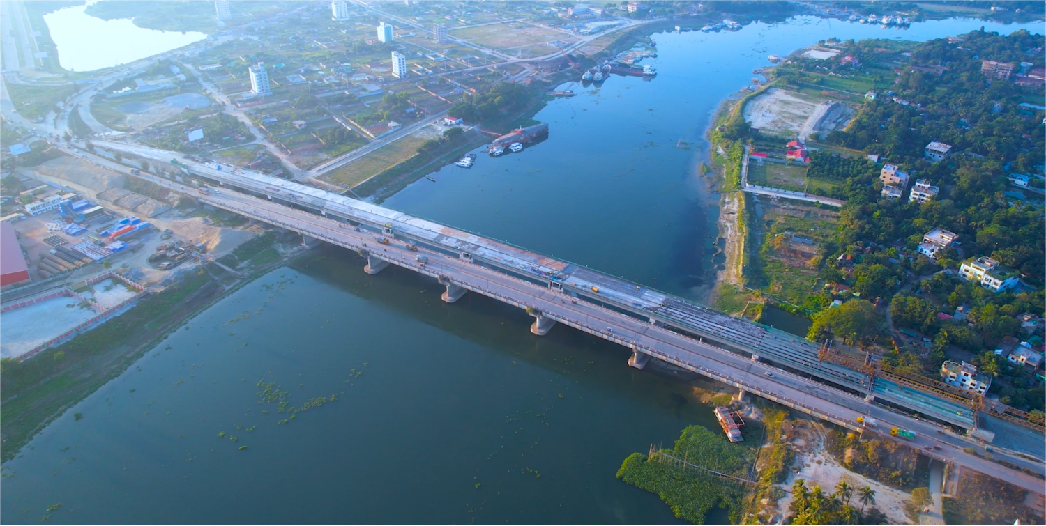 达卡绕城高速项目全线大桥T梁全部架设完成